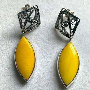 Butterscotch Amber Vintage SS Post Earrings